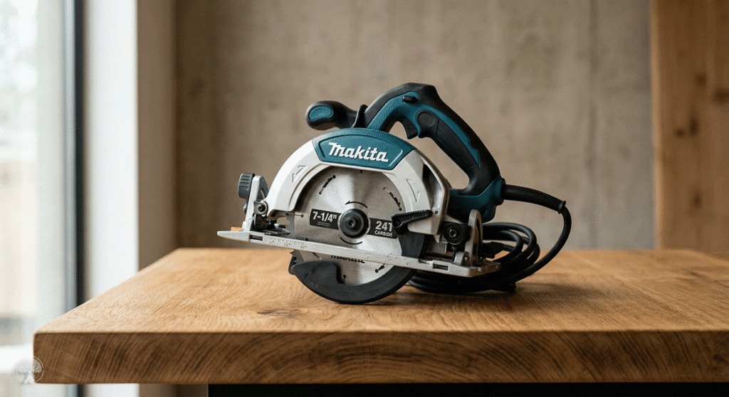 Sierra Circular Makita para Madera en reposo.